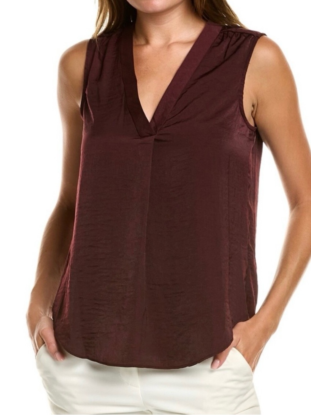 Vince Camuto Sleeveless V-Neck Tank in Deep Wine